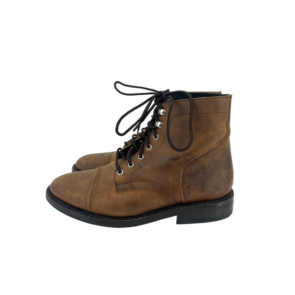 Thursday Boot Co Captain Lace Up Boots Brown Leather Cap‎ Toe Mens 7.5